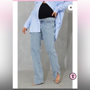 PLT NWT Maternity Light wash split hem jeans size 8